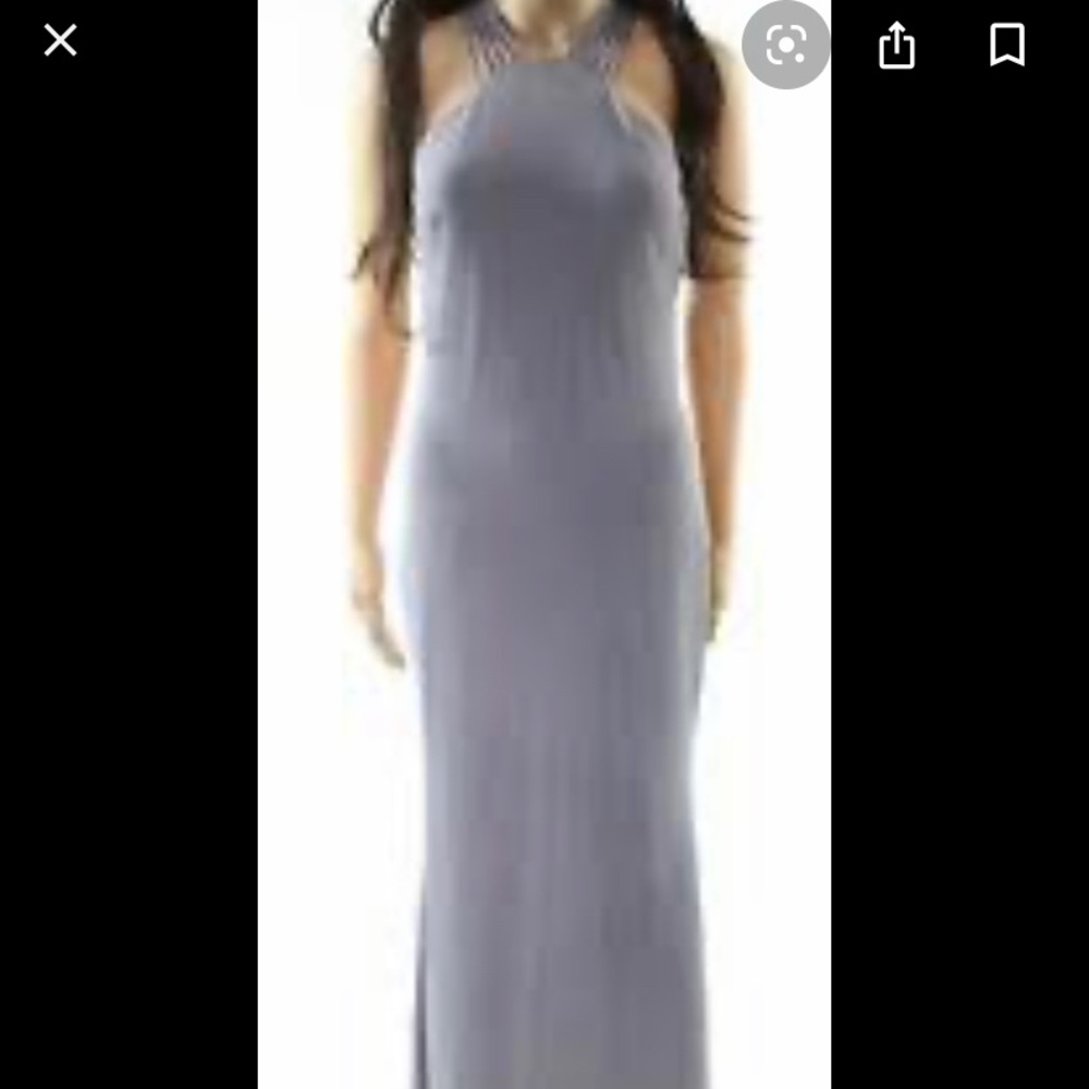 Calvin Klien size 6 silver / gray long gown hi- lo